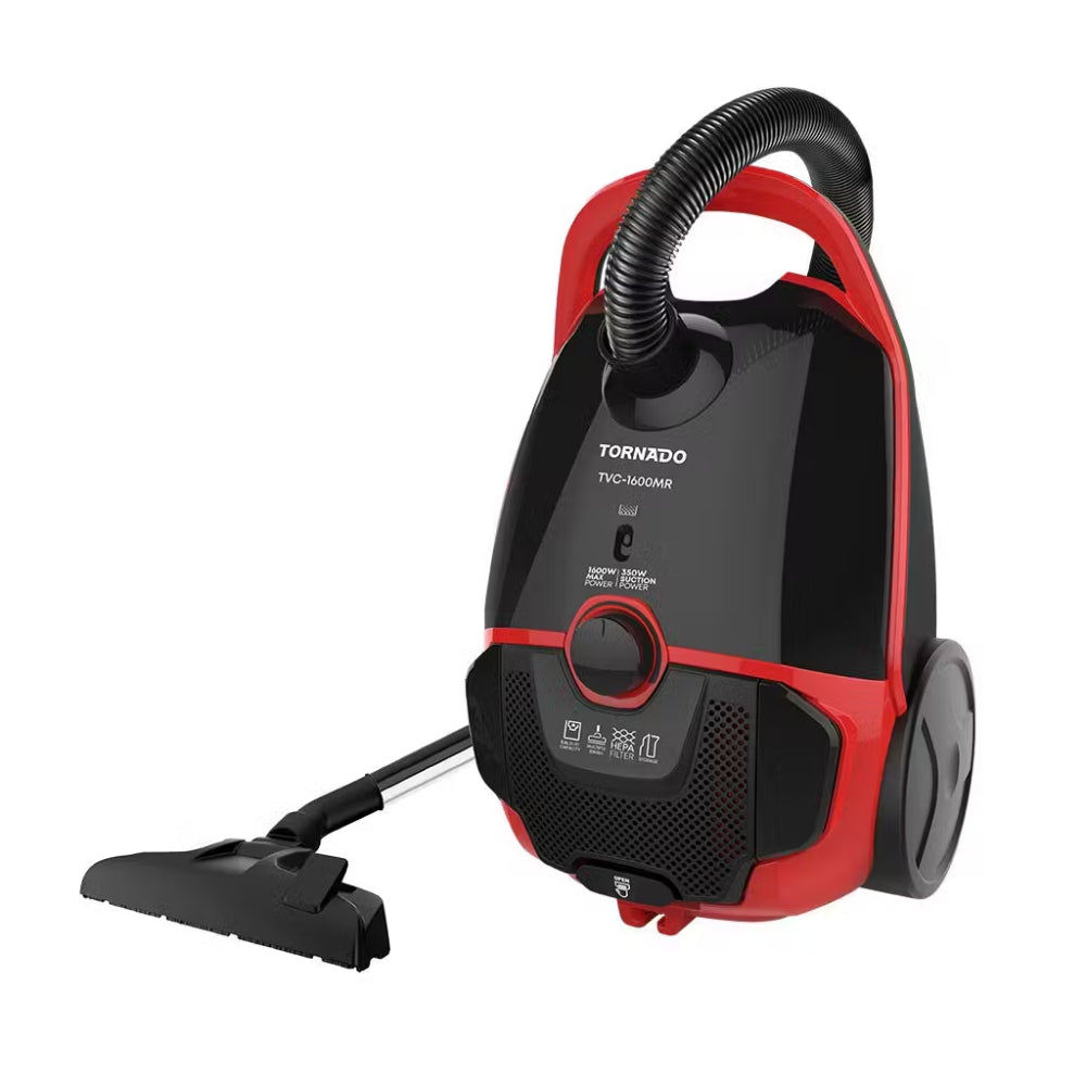 Tornado Vacuum 1600 Watt Bagged Black x Red TVC-1600MR. Tornado Vacuum 1600 Watt Bagged Black x Red TVC-1600MR.